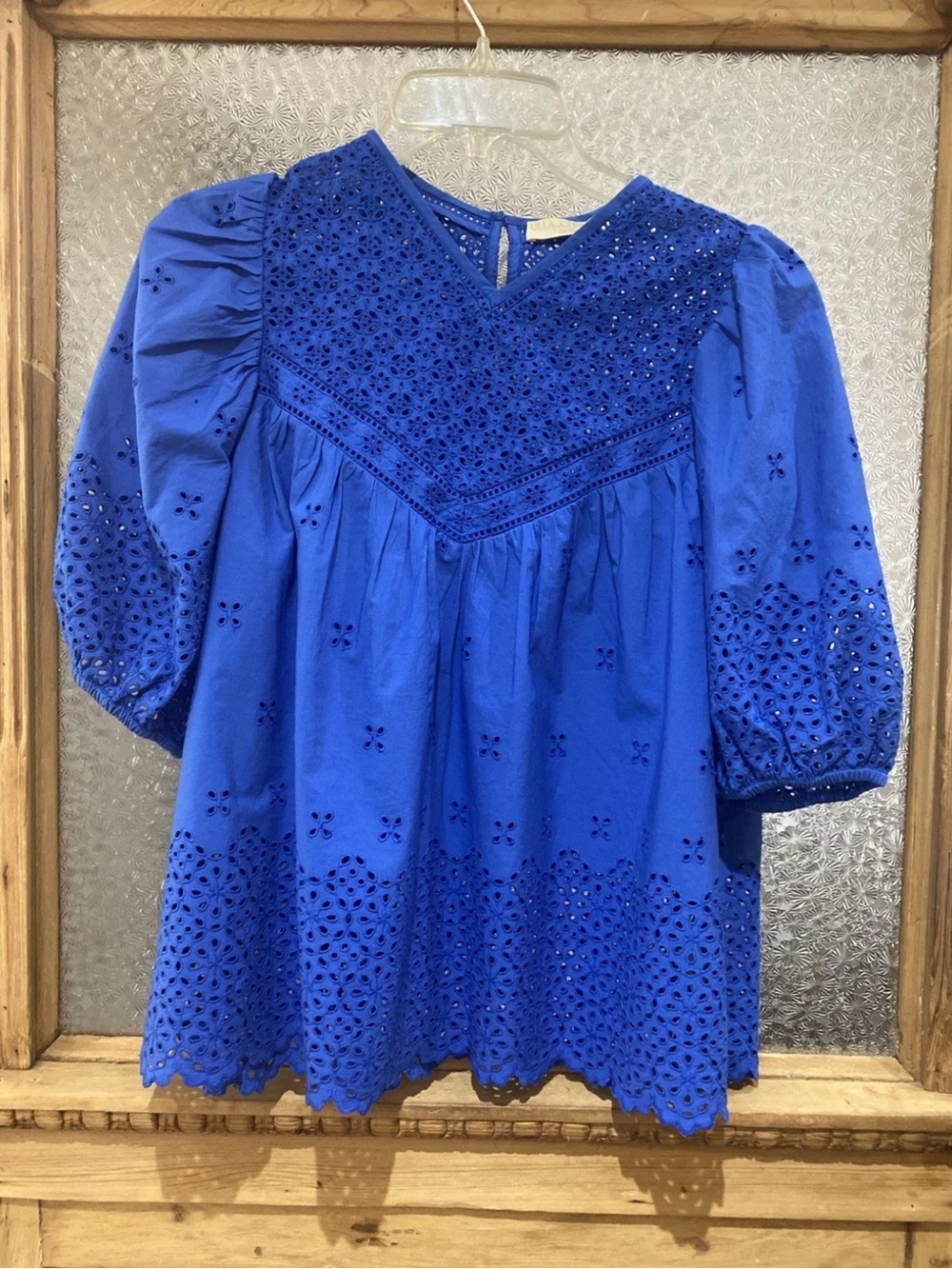 Ulla Johnson Cobalt Blue Eyelet Cotton Top